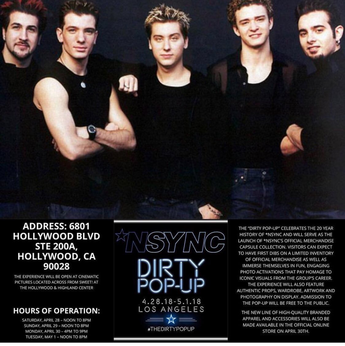 plakat Madison Raffinere Sweet! Hollywood on Twitter: "The @NSYNC Dirty Pop-Up Shop is coming to our  @CinematicPix Event Space! GlamHaus will also be *NSYNC! Don't miss out!  https://t.co/h7sxRRqc3u" / Twitter