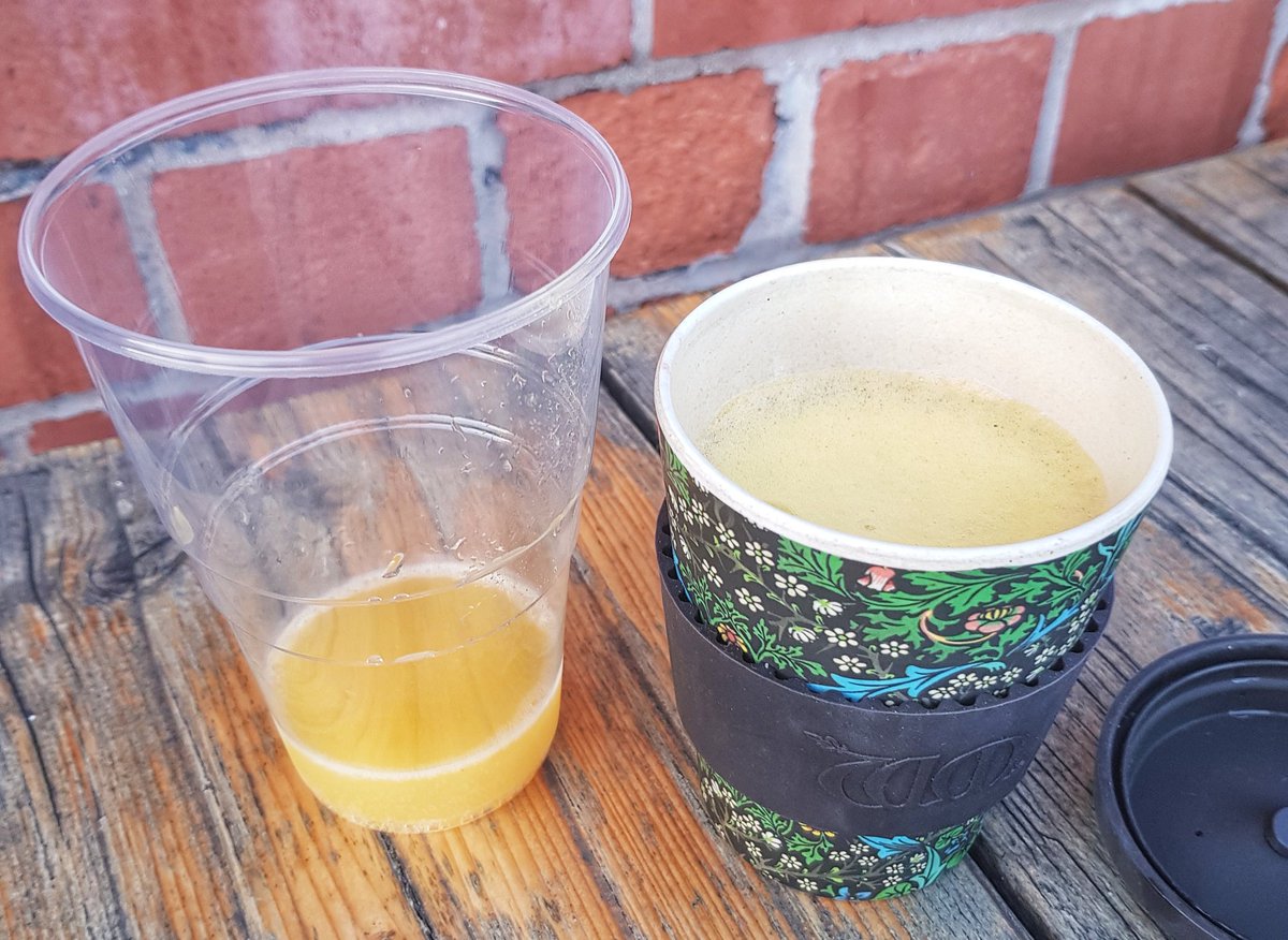 NoWasteLiving's tweet photo. Epic fail trying to avoid the plastic cup. I asked if I could use my own that went down well but there was a bit left and it got poured into the plastic cup I'd refused only seconds before. Must try harder or get a bigger eco cup! #plasticfail #reuse @TramshedCF https://t.co/QJgOW8uyln