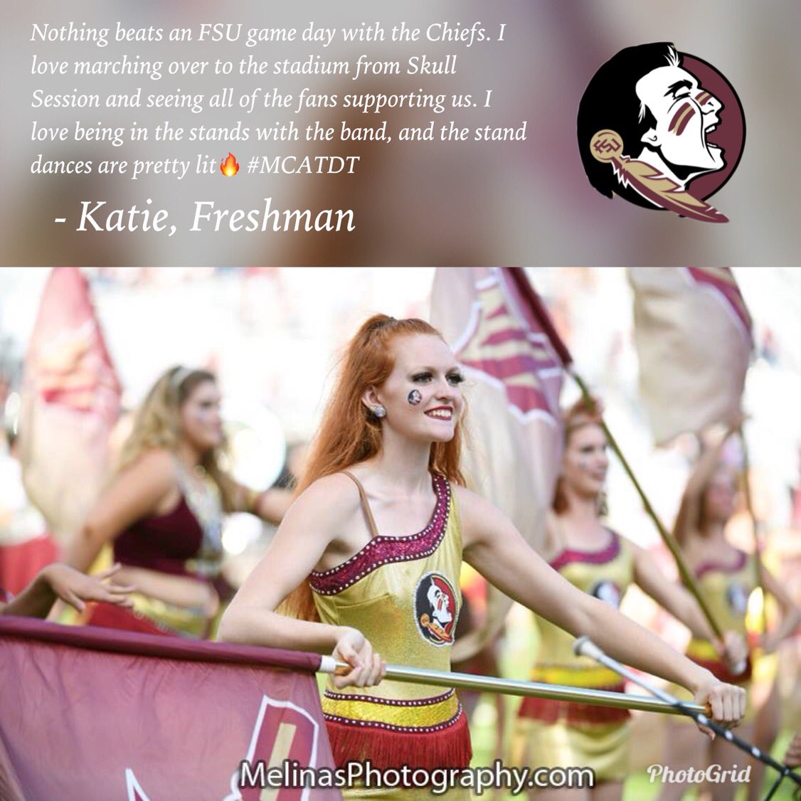 FSUcolorguard's tweet photo. One of our first year members, Katie, loves being apart of band because of the amazing traditions we partake in. Be apart of our team and get ready for auditions! Only 8 more days!π€©
- -
#FSUcolorguard #MCATDT #FSU #GoNoles #collegeguard #colorguard https://t.co/vEv3AZ6gJI