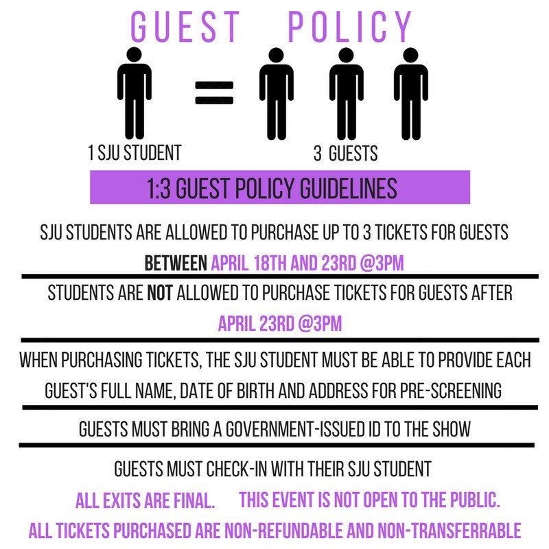 HarayaSJU's tweet photo. Make sure to go purchase your tickets for the Spring Concert at Campus Concierge ASAP! REMINDER! The LAST day to purchase guest tickets is Monday 4/23 by 3PM! 
Are you ready? #WhatIsHipHop #Music4Life #SJUnity https://t.co/SVHjjzplz8