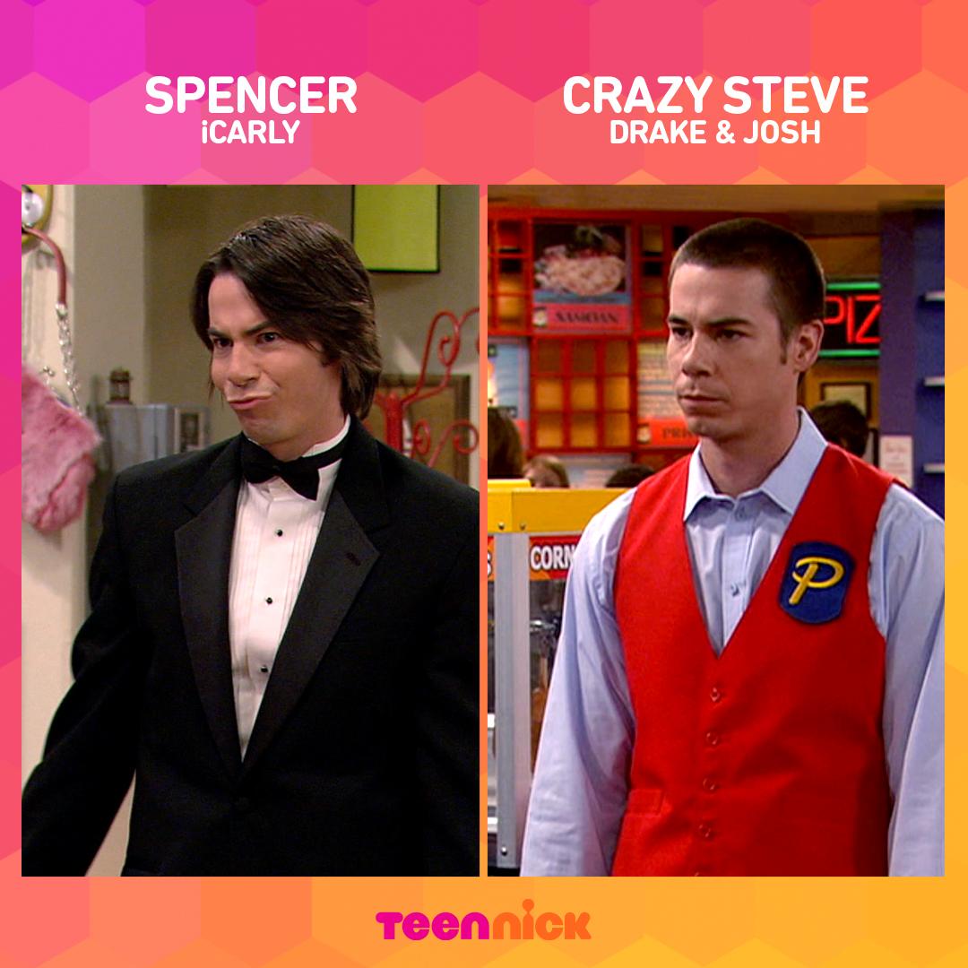 WOW...can't believe we never noticed how similar Spencer from #iCarly and Crazy Steve from #DrakeandJosh look! #NationalLookalikeDay