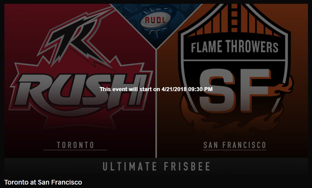 atlantahustle's tweet photo. @theAUDL Game of the Week #TORvSF
Late Night cross-divisional action. 930pm Saturday
@TorontoRush (2-0) at @SFFlameThrowers (1-1)
https://t.co/twaToxC3LQ https://t.co/jYOHBbYFmk