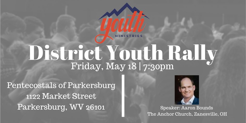 WVYouthMinistry's tweet photo. Make plans to join us in one month for the @WVYouthMinistry District Youth Rally @P0PCHURCH during @WVWMDUPCI District Conference! https://t.co/vuf1kNmYWr