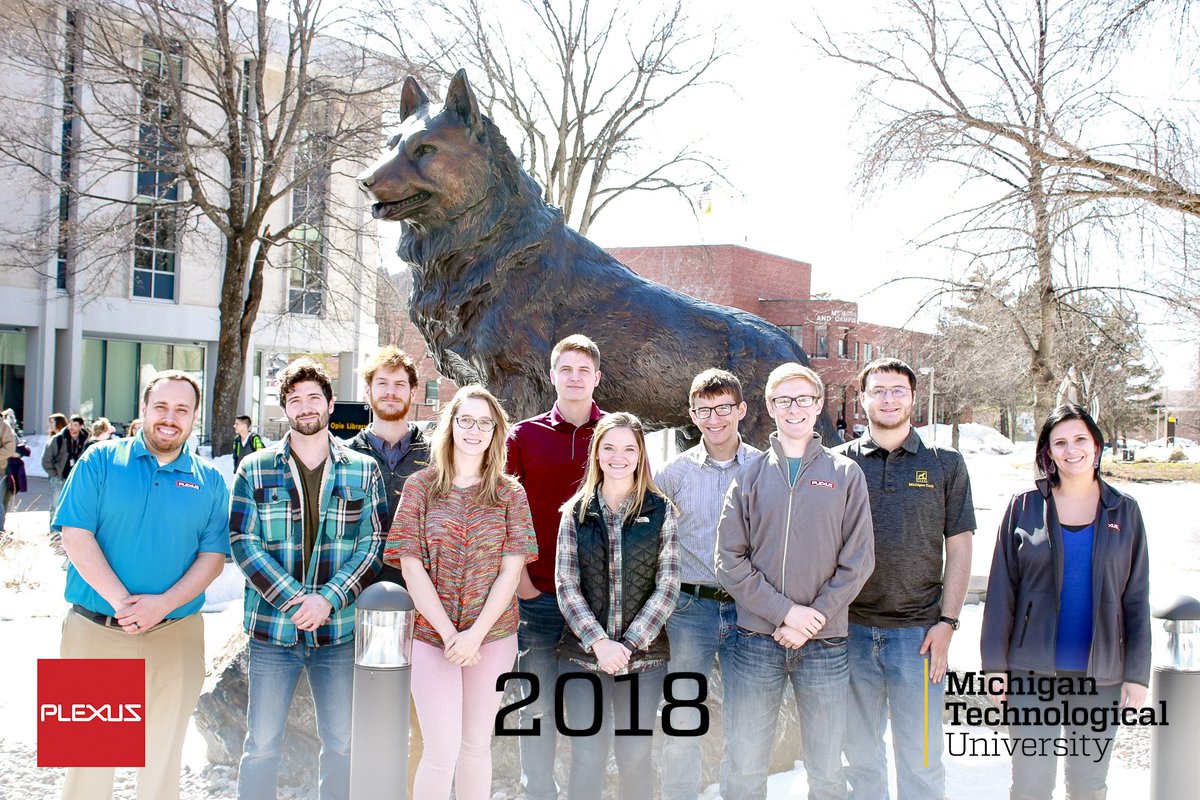 MTUCareer's tweet photo. These #crazysmart @michigantech Huskies are off to @PlexusCorp to create products that build a better world. #HireAHusky https://t.co/SetbftBdAE