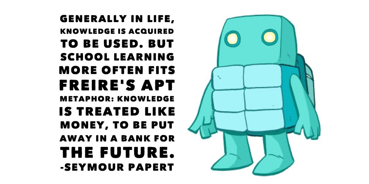 secret_coders's tweet photo. Seymour Papert on education. (Little Guy is inspired by him. That’s why he’s in the image. 😬) https://t.co/z8xKLYggZA