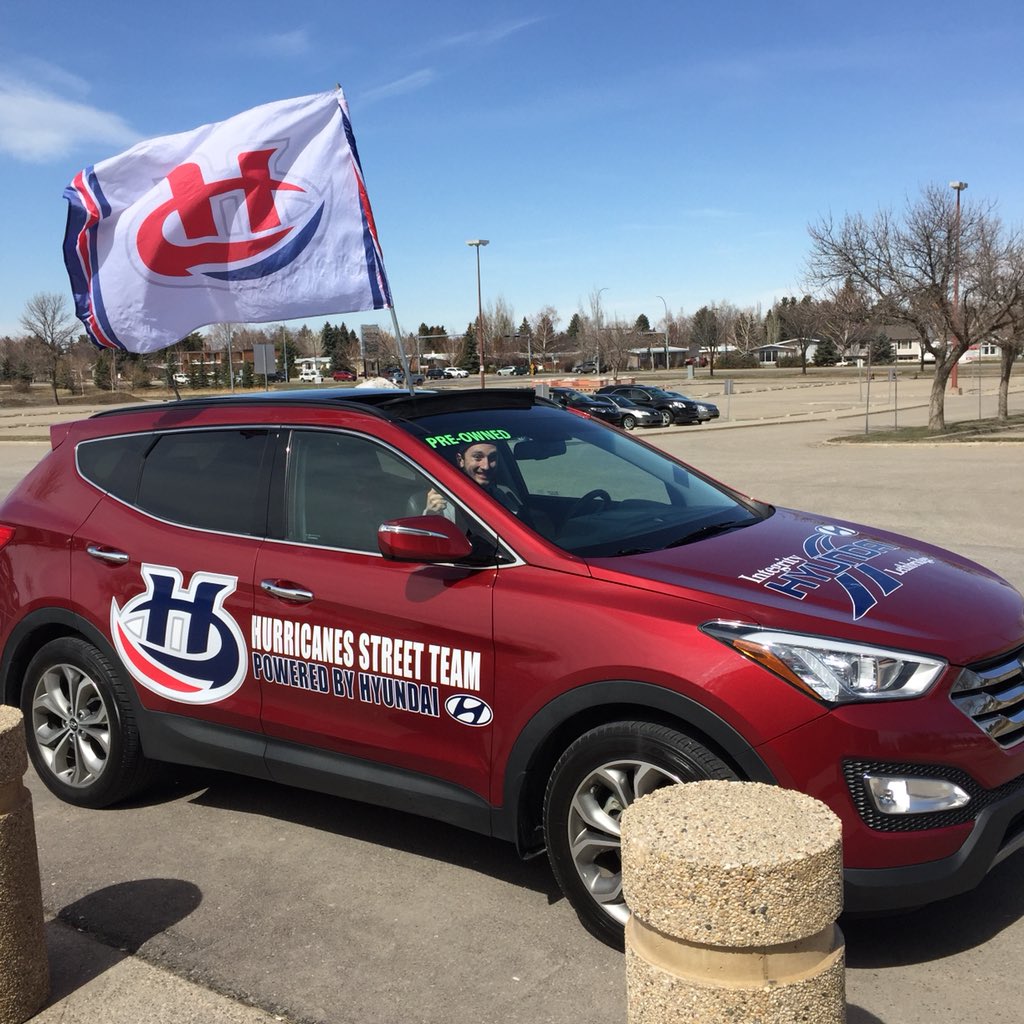 WHLHurricanes's tweet photo. #GameDaySantaFe is loaded and ready to hit the highway for Game 1 of the #EasternConferenceChampionship in Swift Current! Thanks to Integrity Hyundai for the cruiser! https://t.co/KxXOJd9WdY