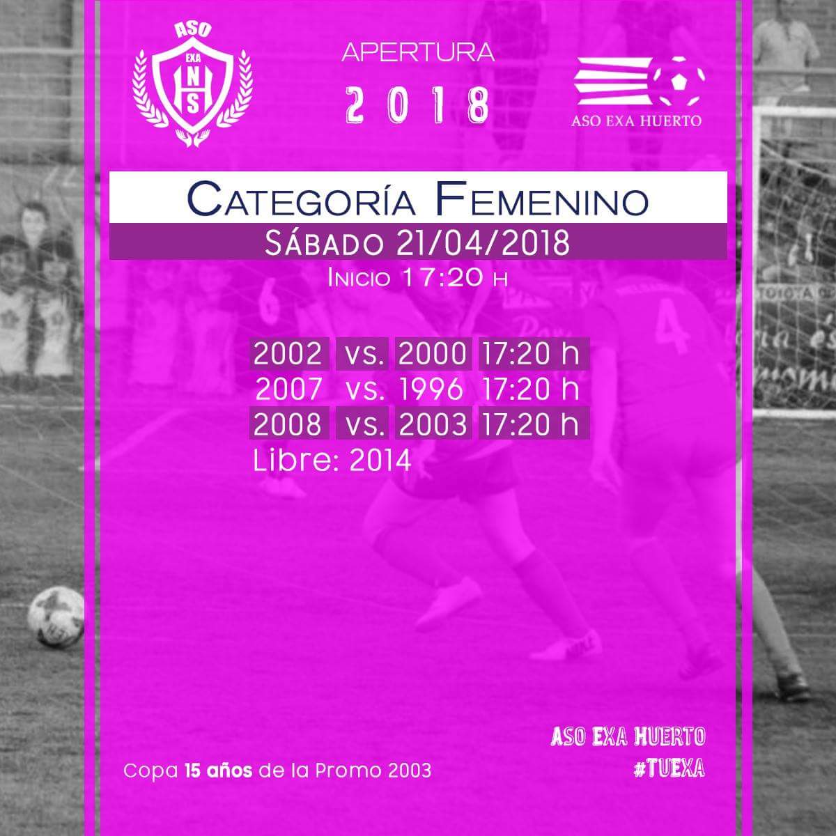 AsoExaHuertoPY's tweet photo. Estos son los horarios de los partidos a disputar este Sábado 21⚽🏃♀️🏃♂️
¡Les esperamos con la mejor onda de siempre!🎉
#AsoExaHuerto
#TuExa
#CategoríaPrimera
#CategoríaFemenino https://t.co/muxW8UIM0e