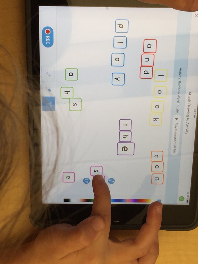 Kindergarten had fun sorting tiles into color groups, then spelling words within the  sorted colors. They had fun doing this in Rainbow Word Puzzle. <a href="/Seesaw/">Seesaw</a> <a href="/stmeshouston/">St. Mark's</a>