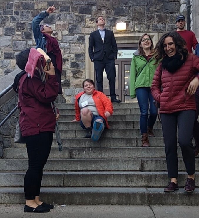 NCSULinguistics's tweet photo. Crutches and cold weather might slow us down a little bit ☺️ but we are still enjoying exploring @virginia_tech’s campus! #SECOL #Blacksburg https://t.co/zK4wYHaXch