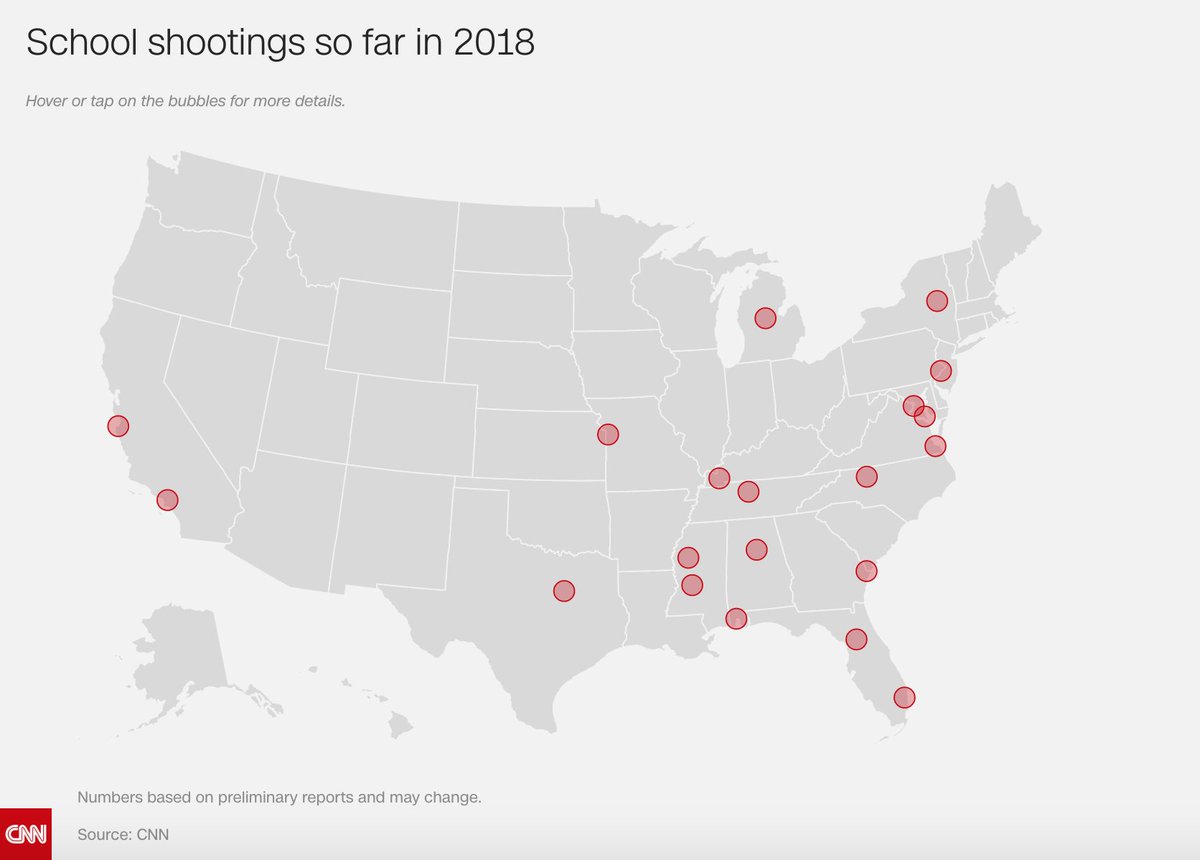 CNN's tweet photo. Today’s shooting at Forest High School in Ocala, Florida, brings the number of US school shootings so far this year to 20 https://t.co/xyXjUSSVyB https://t.co/AbBnfY8gFU