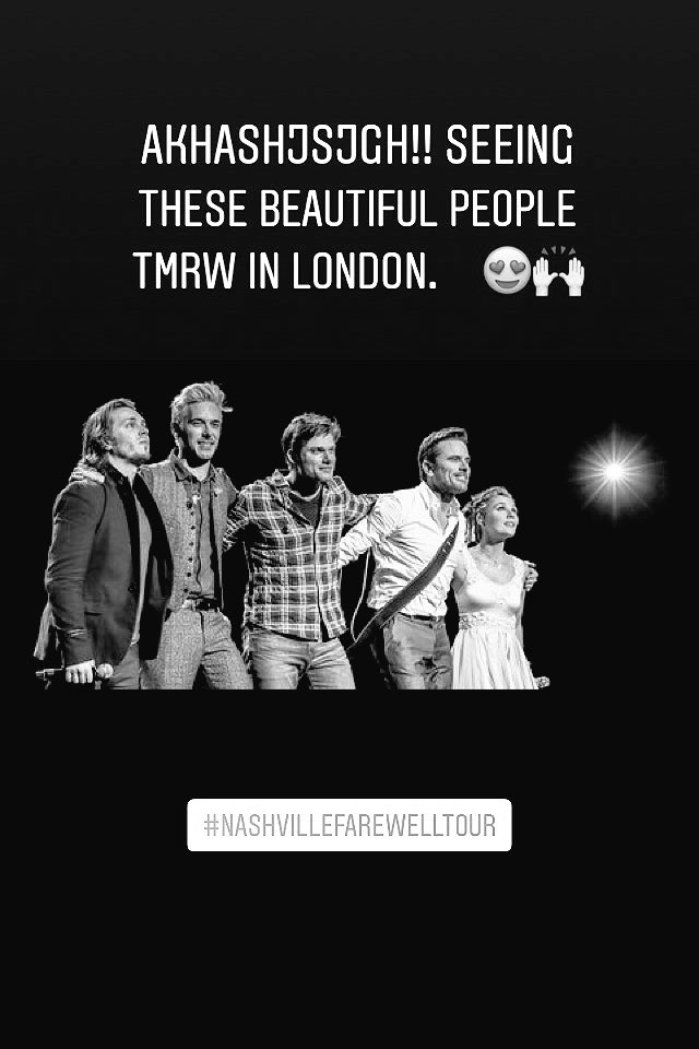 Low key freakin out, because I get to see this talented bunch on last time. All the feels 😍😭😀 #NashvilleFarewellTour