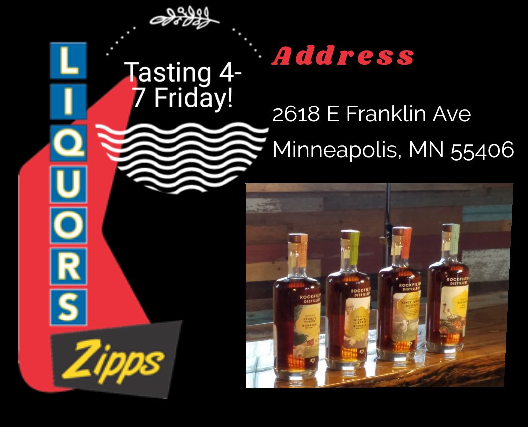 RockFilter's tweet photo. Stop by @zipps_liquors today, 4pm-7pm, and sample our award winning bourbons and rye whiskey. #rockfilterdistillery #giantsoftheearth #fencejumper #redriderrye #mnwhiskey https://t.co/b2qT5s1SAr