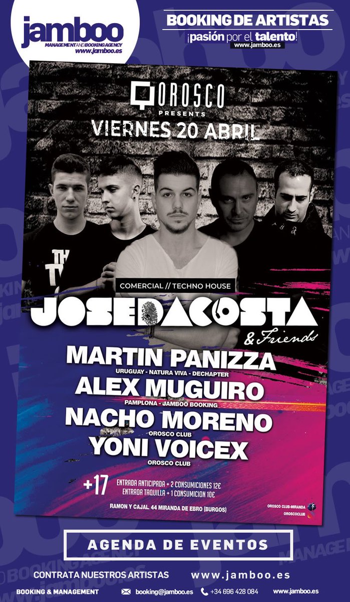 Hoy nuestro <a href="/AlexMuguiro/">Alex Muguiro</a> te espera en <a href="/OroscoClub/">Orosco Club</a> en Miranda de Ebro.