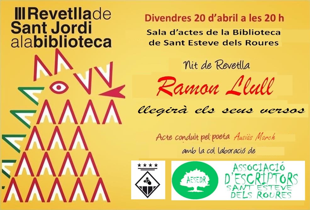 Escriptors_SEDR's tweet photo. Revetlla Sant Jordi #RevetllaSantJordi a la Biblioteca de Sant Esteve dels Roures
@st_esteveroures https://t.co/zxEBJvyrMq