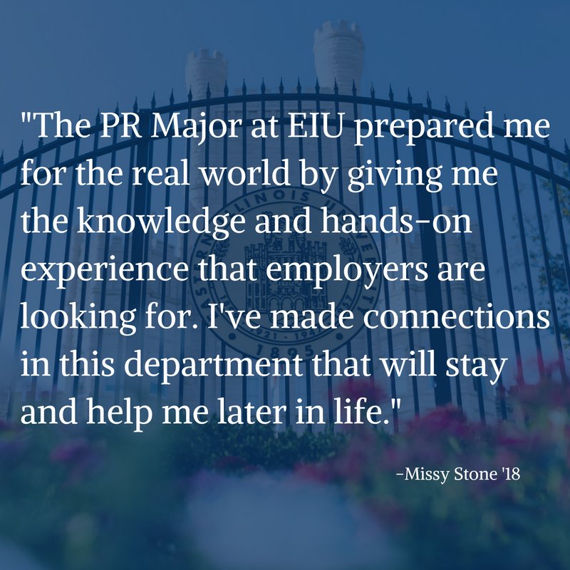 EIUPantherPR's tweet photo. #PantherPR students love @eiu! Read what @MelissaStone_ said about her experience as a PR major at EIU. #EIUGoTime https://t.co/XYh4BmadTo