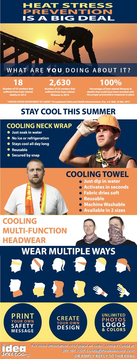 artbyLKS's tweet photo. HEAT STRESS PREVENTION - What are YOU doing about it? https://t.co/RtuP9ZonVt
#promotionalproducts @promoproducts #promoitems #staycool #coolingtowels #cooling #construction #heatstress #heatillness #outdoorwork #outdoorlabor #heatsafety #safetygear https://t.co/QVVYZcbXYb