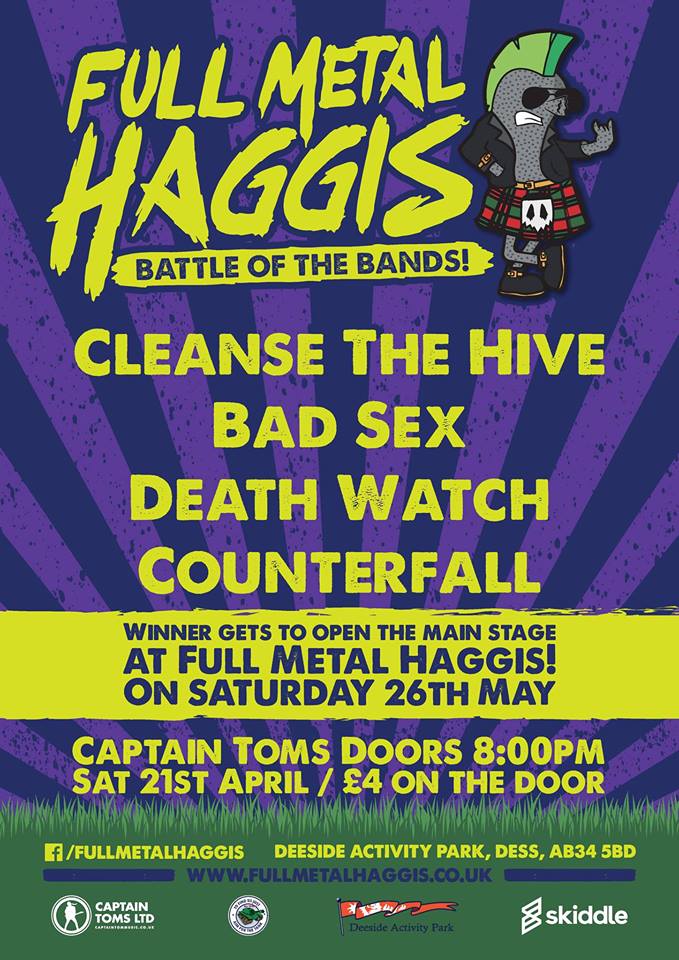 Get down and catch everyone!  
Who will win stage for #FullMetalHaggis

SAT. at Capt Toms Studio #Aberdeen