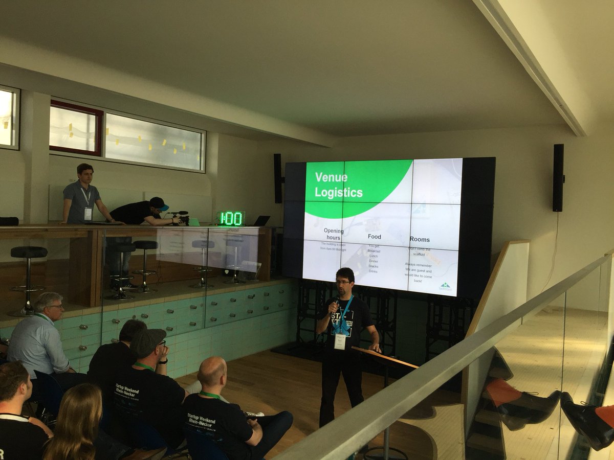 skiptin's tweet photo. Raoul eröffnet gebührend das @StartWeekendRN #SWRN18 #startup #gruenderszene #pitch https://t.co/hzyJ8Jqzs2