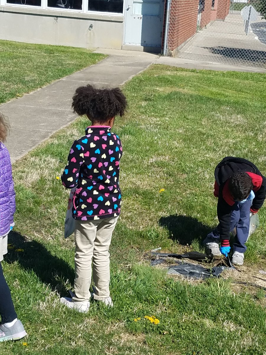 HeatherA91185's tweet photo. Today our class put into practice what we learned all week: to care for our earth. We cleaned our school grounds. Way to synergize and begin (saving earth) with the end in mind! They did a great job! #batesELEMjcps @Dunn1Alecia #area4success #batesbears https://t.co/oaiDBOLd20