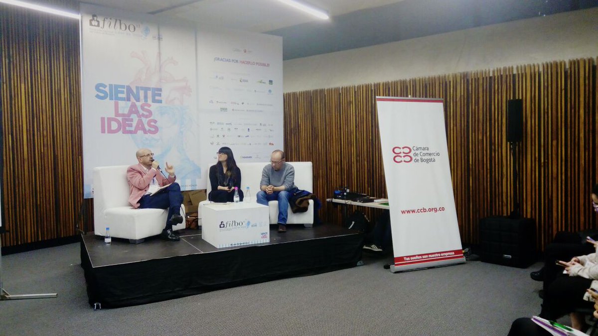 FILBogota's tweet photo. En la Sala #FILBo Ilustración se lleva a cabo el 'Foro del libro. El editor de mesa: aciertos y desaciertos' con Carolina López, Ricardo Silva y Nicolás Morales.

Acompáñenos en la #FILBo2018 hasta el 2 de mayo a #SentirLasIdeas 
Patrocina: @camaracomerbog https://t.co/WMVVGyuLDM