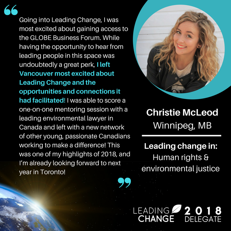 LeadingChangeCa's tweet photo. .@LeadingChangeCa aims to elevate the profiles of talented youth change-makers & shine a spotlight on the causes they're working on. #LeadChange18 delegate @ChristieAMcLeod is Founder & Managing Director of @HRHubWpg & is deeply committed to human rights & environmental justice. https://t.co/psHVdFOjlz
