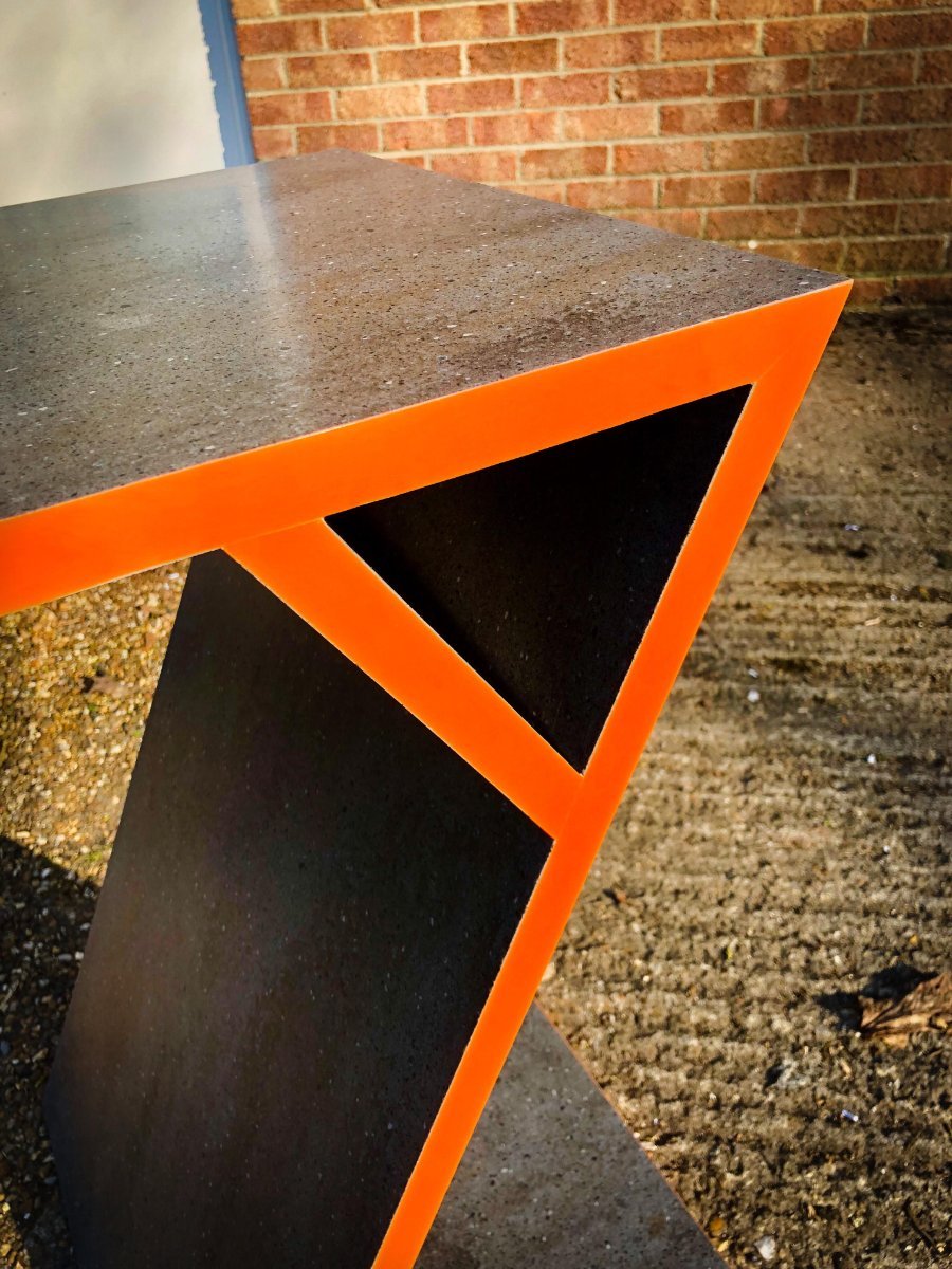cdukltd's tweet photo. #FabricatorFriday - We love the way @counterpro_uk "had a go at designing and making a Gerrit Thomas Rietveld inspired side table". Made out of Lava Rock and Citrus Orange Corian®, we think it is a winner! @coriandesign #YouCanWithCorian https://t.co/oEJMoc8rTq