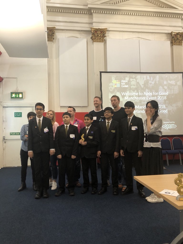 AppsforGood's tweet photo. The dragons π have spoken! Tech prize winners for today are iprotect from @EssaAcademy with their outstanding prototype! Huge congrats π₯π«πππ #dragonsden #techprize #AfGManchester2018 #EPAMandAppsforGood https://t.co/dJGdylcB2j