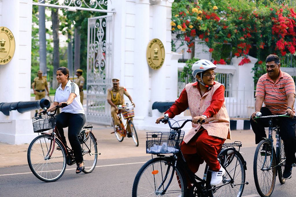 LGov_Puducherry's tweet photo. Join us tomorrow morning for a Swachh Cycle Rally Lead by Dr. #KiranBedi, Hon'ble Lt. Governor in both the municipalities limit tomorrow  (Saturday, 21.04.2018) at 0630hrs in the #weekendmorninground #Puducherry @thekiranbedi https://t.co/bDfIdOys1J