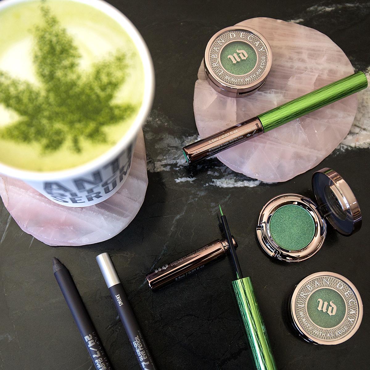 UrbanDecay's tweet photo. Our day just got 420 times better 😏  We're trippin' out on Kush today (obviously) 💚💫  #420day #UrbanDecay https://t.co/A7wQ7cSSNV