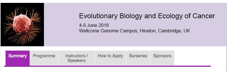 amy_boddy's tweet photo. Last chance to apply for the Evolutionary Biology and Ecology of Cancer Summer School at the Wellcome Genome Campus! Deadline is APRIIL 24th!! https://t.co/lcqW8kequK #EBECancer18 #evmed #evocancer https://t.co/tnDFHlv3oj