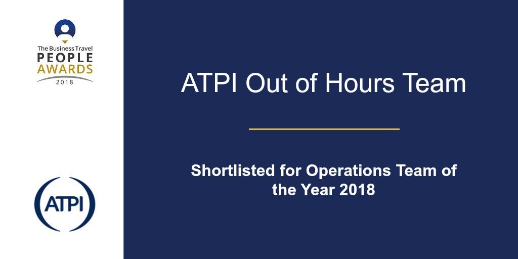 ATPI_Travel's tweet photo. We're excited to announce that the ATPI Out of Hours Team have been shortlisted for Operations Team of the Year @ThePeopleAwards 🥂🎉 #TBTPA2018 https://t.co/9xBKbxUUbx