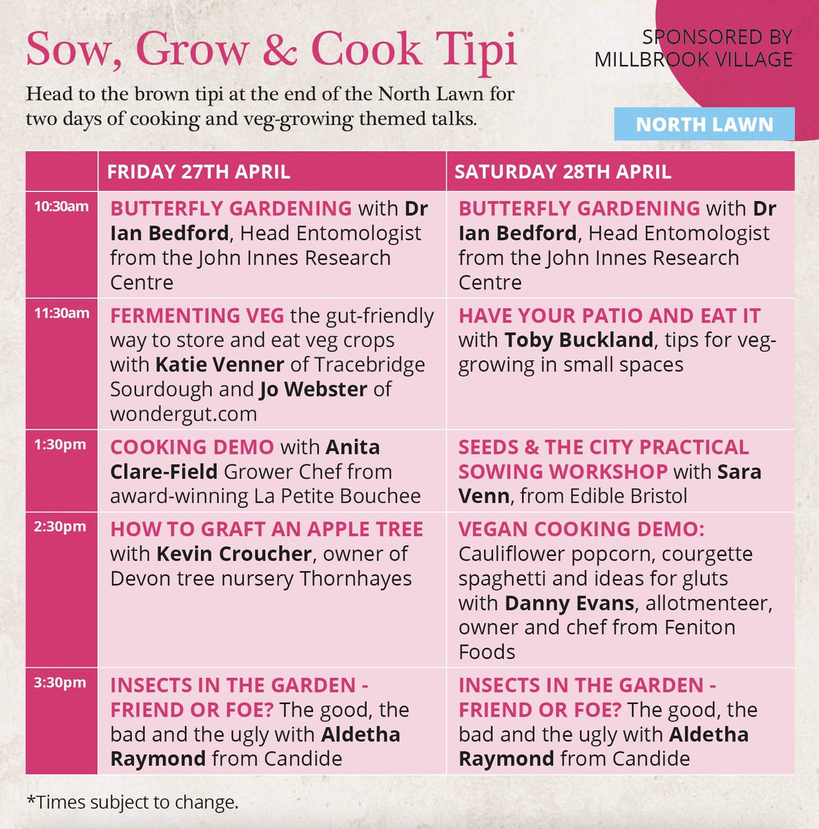tobygardenfest's tweet photo. NEW Sow, Grow &amp; Cook Speaker timetable 27/28 April @powderhamcastle with @RVillages @Saralimback @KJVenner @DrIanBedford @PetiteBoucheeHY @Thornhayes @fenitonfoods @candideuk &amp; @TobyBuckland 
https://t.co/q3vJQKW2WT https://t.co/poz3zxvsnp