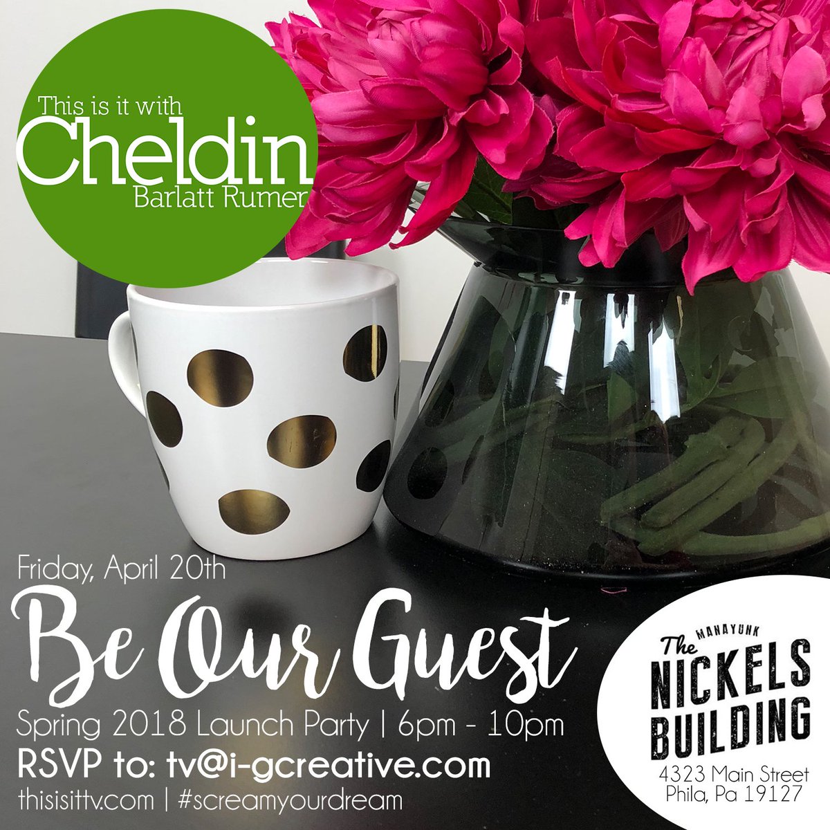 igcreativeinc's tweet image. TONIGHT IS THE NIGHT! Join us for our Spring 2018 Launch Party for @ThisisitTV ! This is a FREE INVITE ONLY event and located at One Nickel CoWorking in @ManayunkDotCom - Join us TONIGHT from 6pm to 10pm #ScreamYourDream Email tv@i-gcreative.com to RSVP!