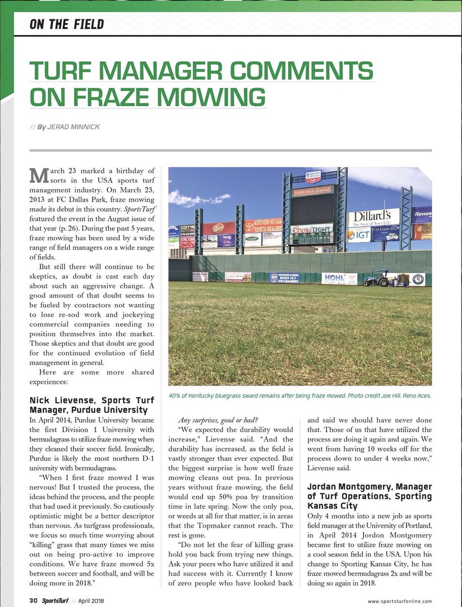 GrassRevolution's tweet photo. #FrazeMowFriday: @lievense_nick @NPappas23 &amp; @JordonMonty share their experiences in April @SportsTurf_Mag follow up to the 5th birthday of #UniverseFrazeMowing. Photo credits to @joehill2424 &amp; @ZDodie https://t.co/dwd6OzLMKc? https://t.co/W1n6xul99e