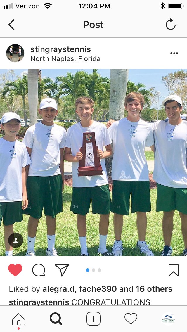 SeacrestSchool's tweet photo. Congratulations to the #Seacrest Boys #Tennis Team on finishing the season as District Runner Up! Kudos to Kiran Shelar for winning District Champion at #2 Singles! #StingrayPride #SeacrestFeverTo500 https://t.co/koBrtr5L2e