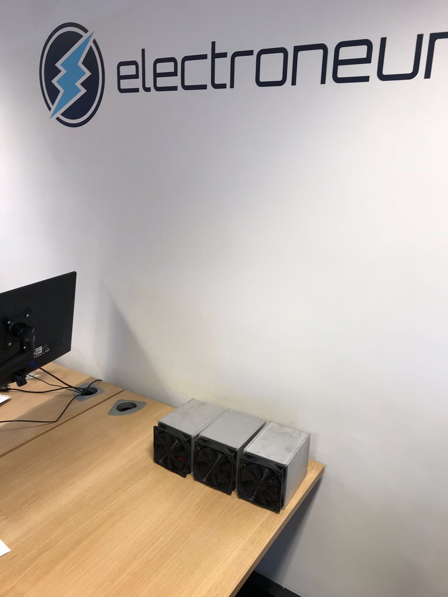 electroneum's tweet photo. Our ASIC’s miner’s have arrived at the office!. We will be working with the ASIC miners today and well into next week to decide on the best code to implement in our next update! https://t.co/V7qqyTSuud