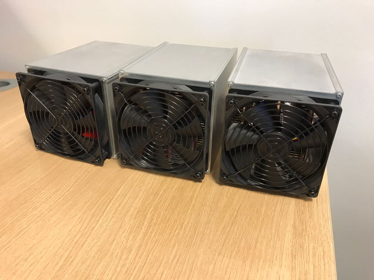 electroneum's tweet photo. Our ASIC’s miner’s have arrived at the office!. We will be working with the ASIC miners today and well into next week to decide on the best code to implement in our next update! https://t.co/V7qqyTSuud