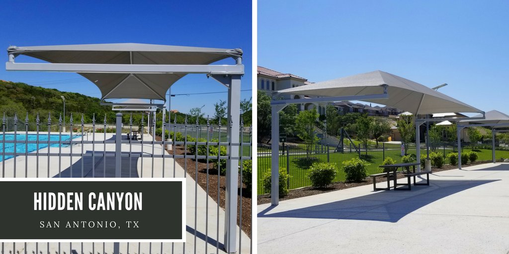 ShadeProLLC's tweet image. The new #shades at the Hidden Canyon community pool are going to get a lot of use this summer once the pool opens. 

#shade #shadedesign #sunshade #shadesolutions #shadesystem #tensileshade #poolshade