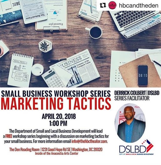 AnacostiaBID's tweet image. TODAY IN ANACOSTIA  - @SmallBizDC is hosting a FREE marketing workshop for small businesses! Today at 1pm at  @HBCandtheDen, 1231 Good Hope Rd SE (inside of @AnacostiaArts) Don&apos;t miss it! #MadeInAna #DCSmallBiz