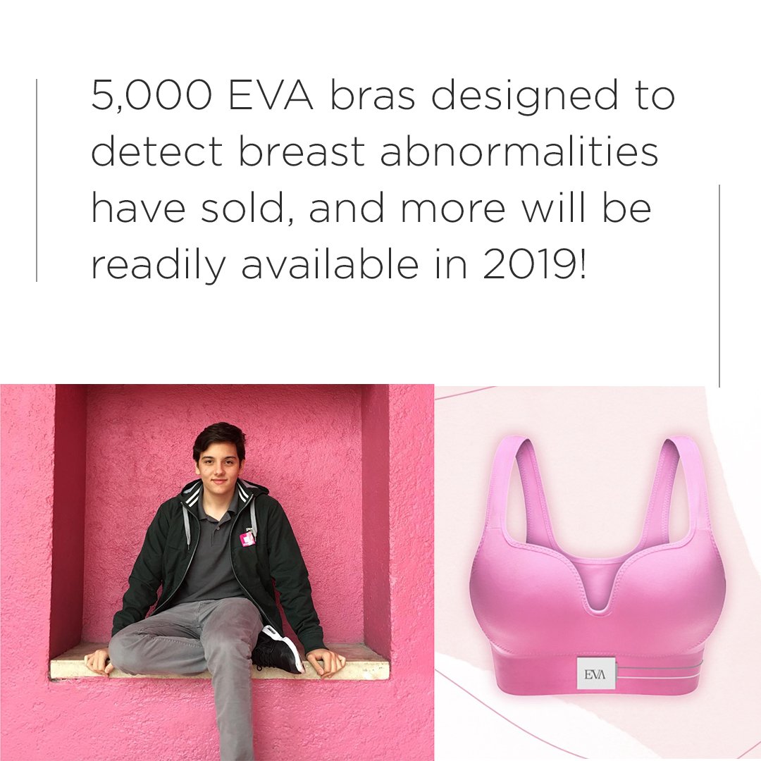 ThePinkAgenda's tweet photo. When we last told you about Julian, the 18-year-old inventor was accepting international awards for EVA, a bra with biosensors for detecting #breastcancer. Now age 19, Julian has sold thousands of units and is looking to make more available to meet demand. https://t.co/8r2GfmpaLm https://t.co/IS6R7fgIAf