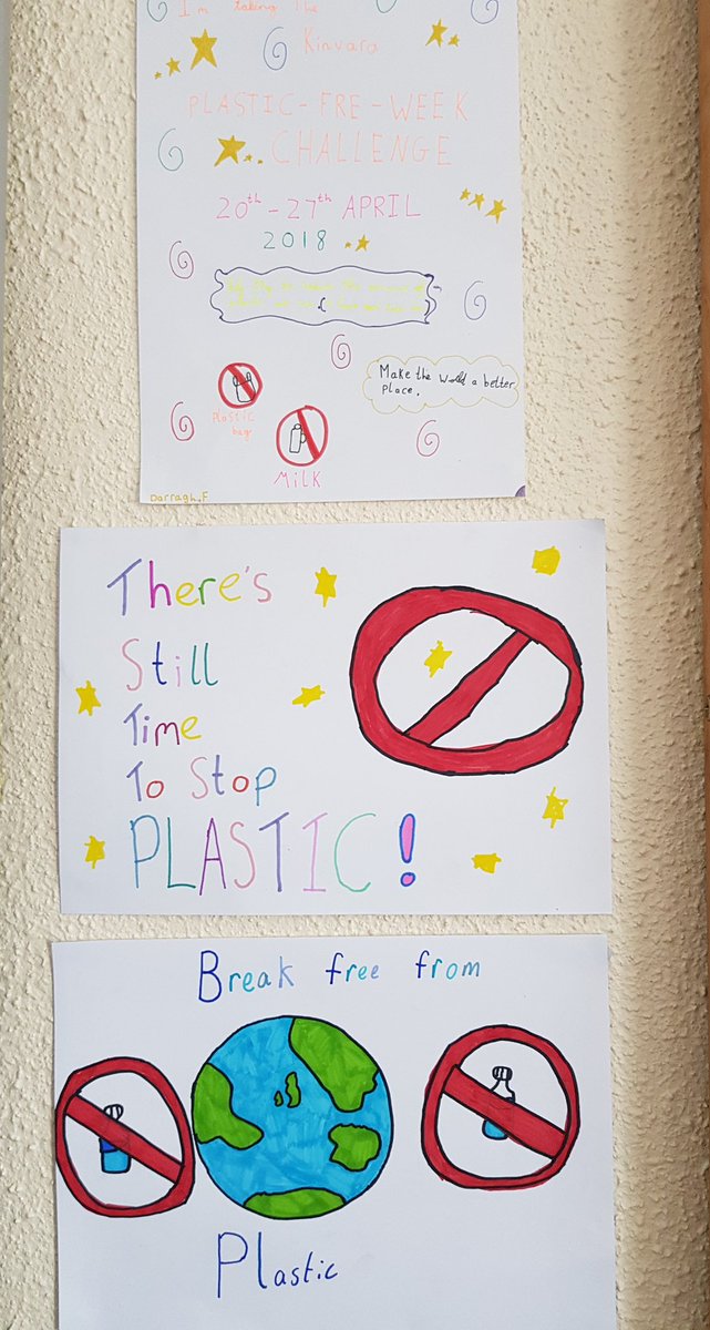 We made badges and posters today to support <a href="/plasticfreeK/">Plastic Free Kinvara</a> 
4th class have joined the challenge @kinvarans