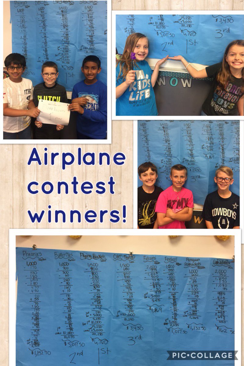 MrsKnowles_3rd's tweet photo. The results are in of our epic airplane contest... say hello to our Knowles’ winners!

This is always one of our favorite projects of the year! The kiddos LOVE it and have to apply all they learned in their PFL and economics unit! #reallifelearning #hosplearns @HospElementary https://t.co/MaVXBgKv2V