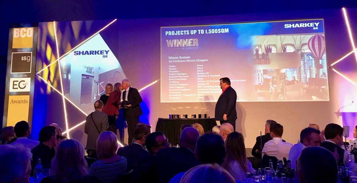 RSP_CE's tweet photo. Congratulations to al the winners at this afternoons BCO Event.
Three winners for RSP today
Standard Life Aberdeen winning the best Corporate Workspace
Itison House winning the fit out upto1500sqm award
Edrington winning the Innovation award

Well done all! https://t.co/U9iN001CRg