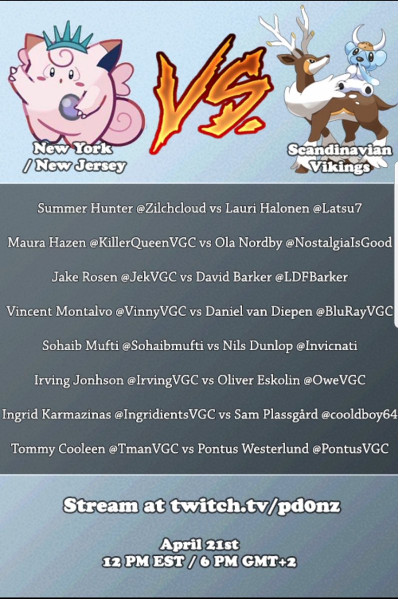 Schedule in the order of matches for tomorrow's NY/NJ vs Scandinavia Friendly. It starts at 12 PM NY/NJ time / 6 PM GMT +2 on my Twitch.