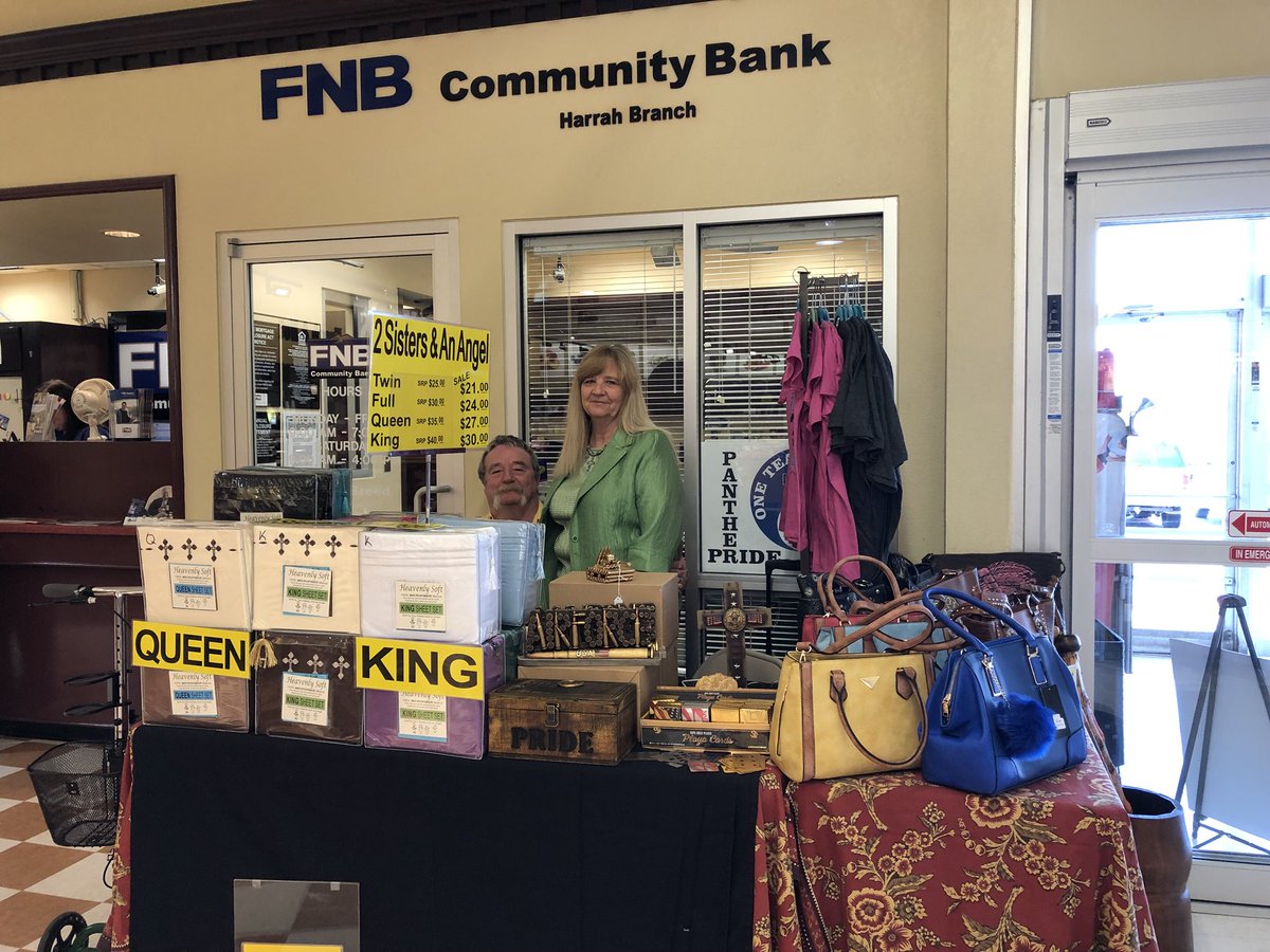 FNBMWC's tweet photo. Two Sisters and an Angel boutique is set up outside our Harrah Branch inside Harps Food Stores!
Come check out what all they have to offer before it sells out! πππ #SideHustleSeries https://t.co/ljhbHYisnm