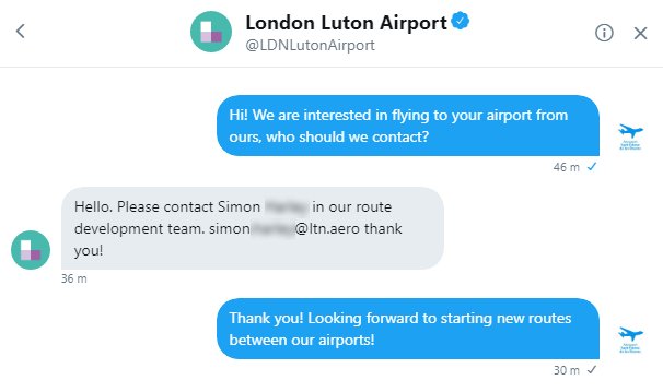 A partir de dilluns esperem oferir noves rutes a l'Aeroport de Londres-Luton <a href="/LDNLutonAirport/">London Luton Airport</a>. Fins ara volàvem també a <a href="/HeathrowAirport/">Heathrow Airport</a>.

Més oferta amb la qualitat de sempre.