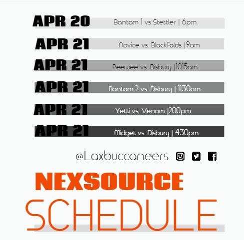 This weekends game schedule