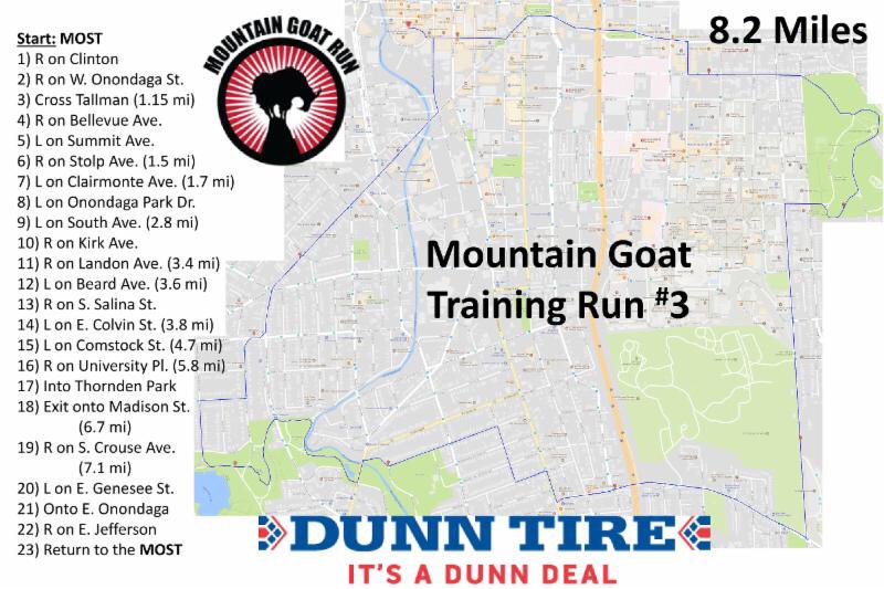 MountainGoatRun's tweet photo. Reason 36 to #RuntheGoat: Train this week on "that" long climb up Colvin Street &amp; the run to both water towers)! Conquer this week's training run and you've got this Goat bagged! Pick up your wrist band @FleetFeetSYR to skip the line. 7:30am: @MOSTSyracuse opens. 8am: Run starts! https://t.co/HlL47mDR3h