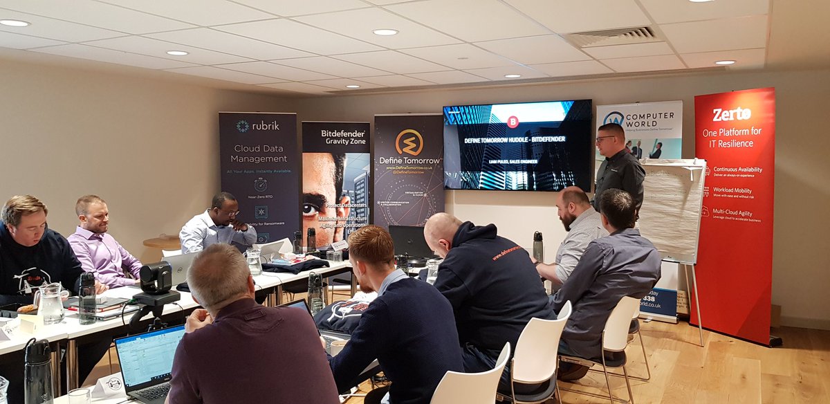 VirtualisedReal's tweet photo. What a fantastic day many thanks to all the attendees and sponsors of our Define Tomorrow Huddle and special thanks to @BizTechMeg for making it happen. @rubrikInc @Bitdefender_Ent @Zerto @BristolAero #dth1 #DefiningDeception https://t.co/bCVgdLcjxz
