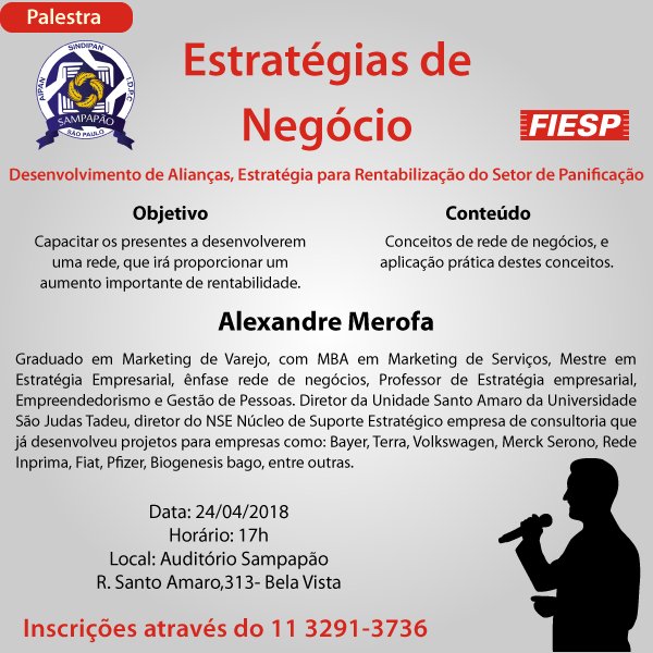 sampapao's tweet image. ATUALIZE-SE OU FIQUE PARA TRÁS
Atenção! Venha conferir a palestra ESTRATÉGIAS DE NEGÓCIO, será dia 24/04/2018

As 17h00 Local: Auditório SAMPAPÃO. Inscrições Através do 113291-3714
Ou cadastre-se através deste link: sampapao.comunidades.net/contatos